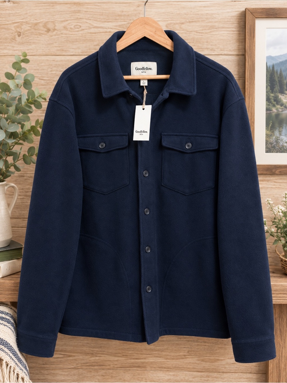Goodfellow & Co. Men's Navy Blue Fleece Shirt Jacket – NWT L